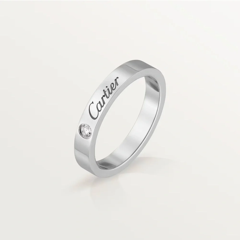 C DE CARTIER PLATINUM RING WITH DIAMOND